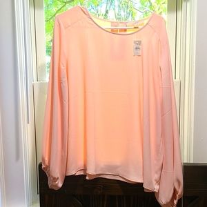 Loft Long Sleeved Pink Blouse Size L